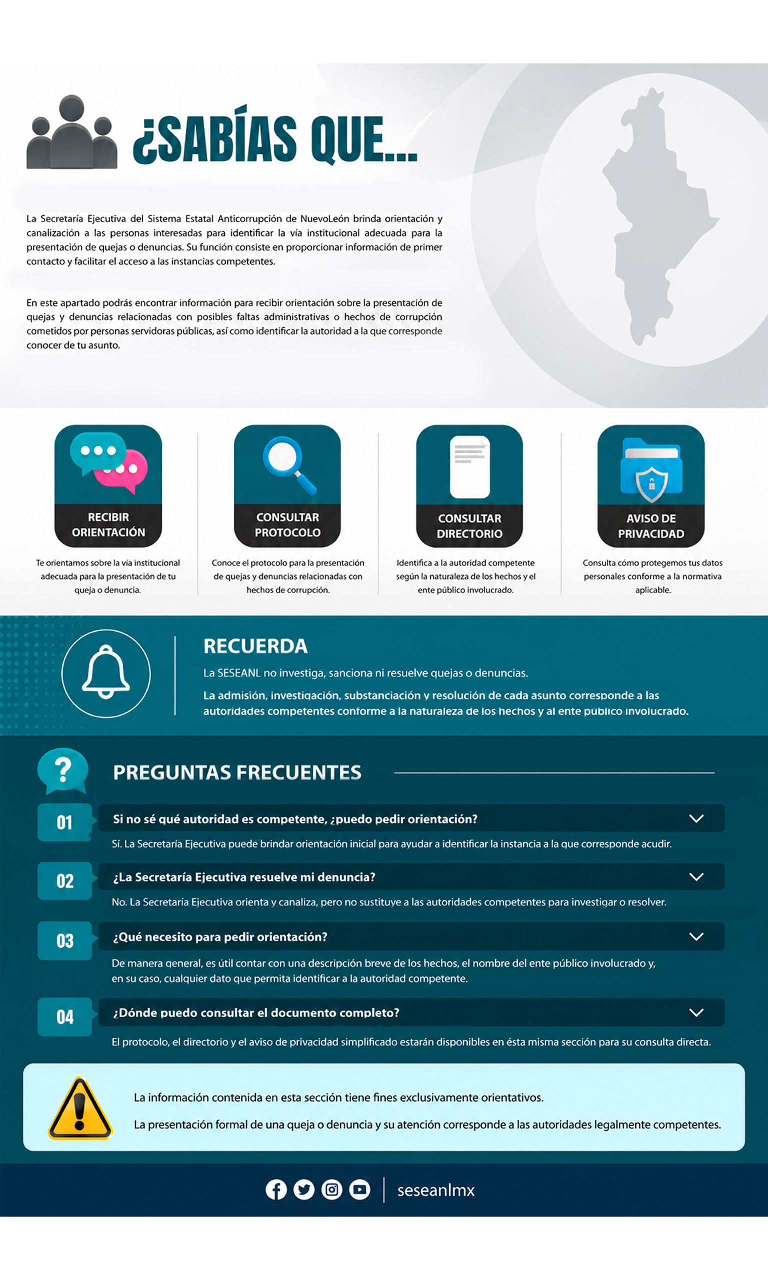 Información sobre quejas y denuncias de la Secretaría Ejecutiva del Sistema Estatal Anticorrupción de Nuevo León